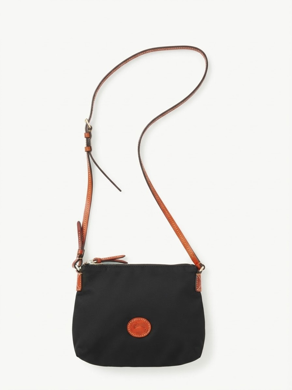 Dooney & Bourke Black Crossbody with Tan Leather Trim